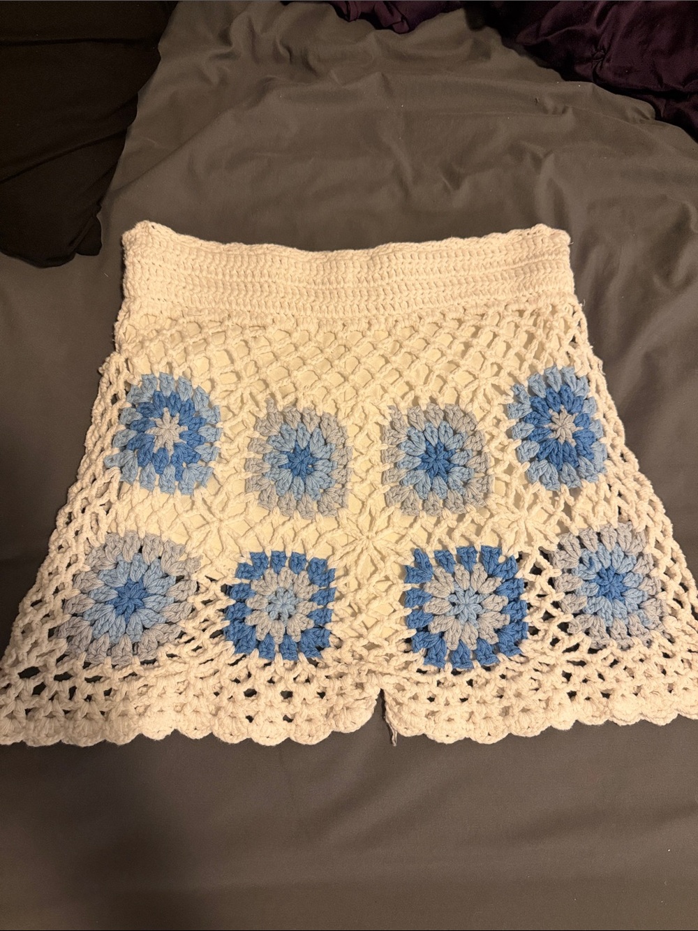 Ocean Drive Crochet Shorts in White and Blue